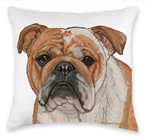 Bulldog Throw Pillow, Decorative Pillow, Cute Dog Accent Pillow, Home Decor, Pet Lover Gift