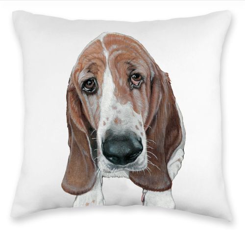 Basset Hound Throw Pillow, Decorative Pillow, Cute Dog Accent Pillow, Home Decor, Pet Lover Gift