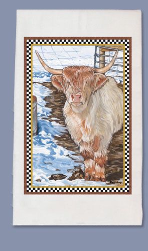 Cow Scottish Highland Cow Dish Towel