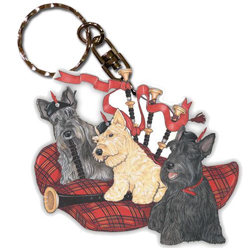 Scottish Terrier Keychain Wooden