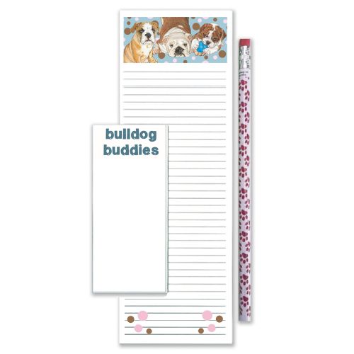 Bulldog To Do List Magnetic Shopping Pad Notepad & Pencil Gift Set