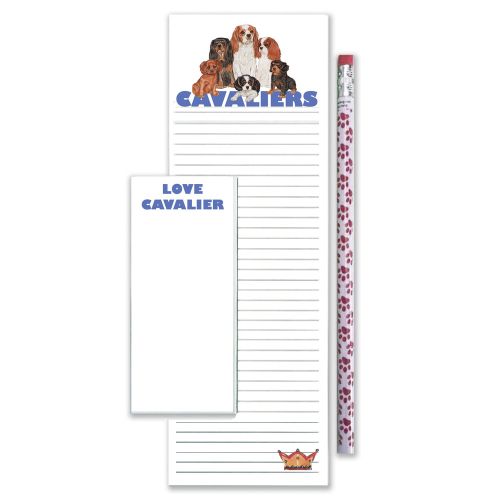 Cavalier King Charles Family To Do List Magnetic Shopping Pad Notepad & Pencil Gift Set