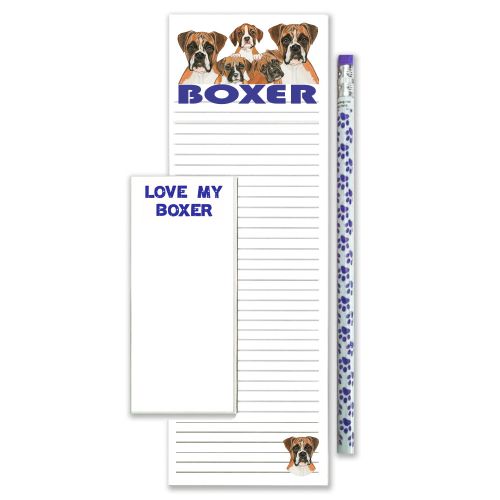 Boxer Family To Do List Magnetic Shopping Pad Notepad & Pencil Gift Set