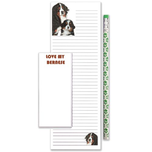 Bernese Mountain Dog To Do List Magnetic Shopping Pad Notepad & Pencil Gift Set