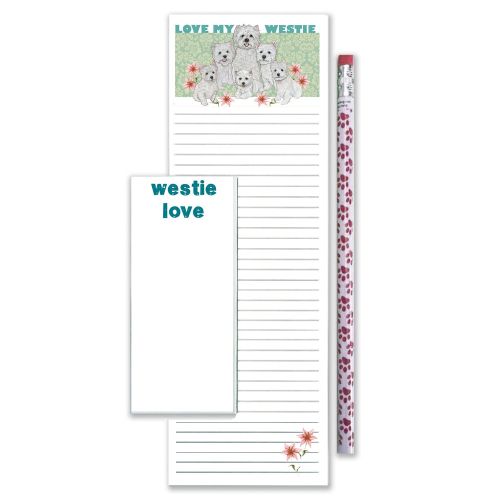 West Highland Terrier Westie Dog To Do List Magnetic Shopping Pad Notepad & Pencil Gift Set