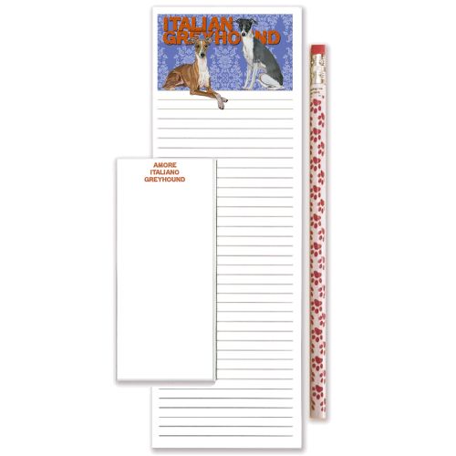 Italian Greyhound To Do List Magnetic Shopping Pad Notepad & Pencil Gift Set