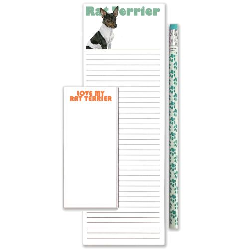 Rat Terrier To Do List Magnetic Shopping Pad Notepad & Pencil Gift Set