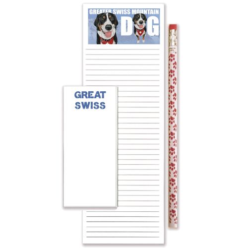 Greater Swiss Mountain Dog To Do List Magnetic Shopping Pad Notepad & Pencil Gift Set
