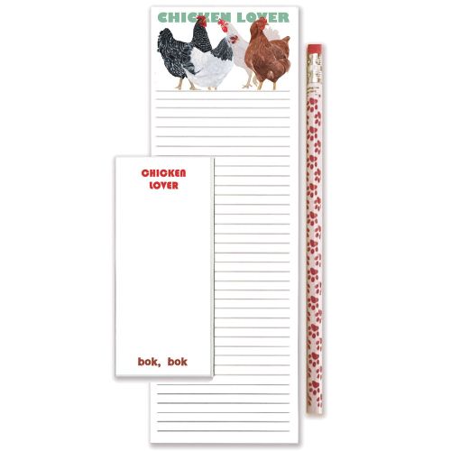 Chicken Hen Group To Do List Magnetic Shopping Pad Notepad & Pencil Gift Set
