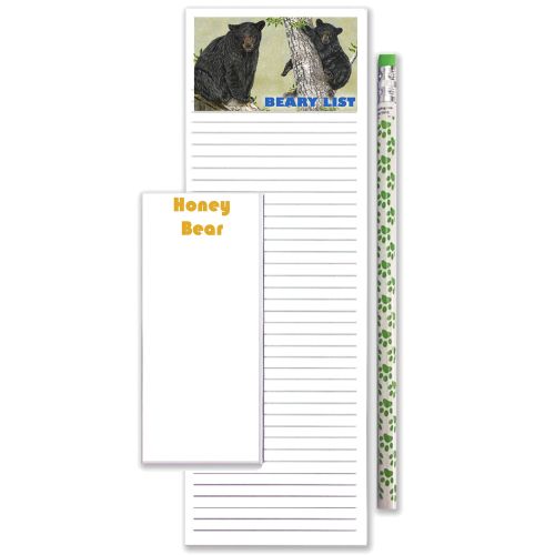 Black Bear To Do List Magnetic Shopping Pad Notepad & Pencil Gift Set