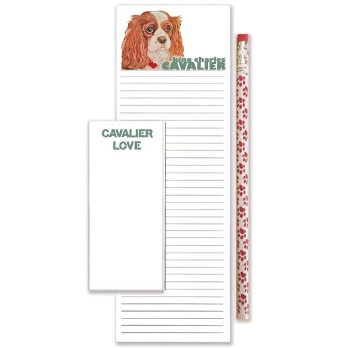Cavalier King Charles Blenheim To Do List Magnetic Shopping Pad Notepad & Pencil Gift Set