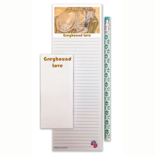 Greyhound Fawn To Do List Magnetic Shopping Pad Notepad & Pencil Gift Set