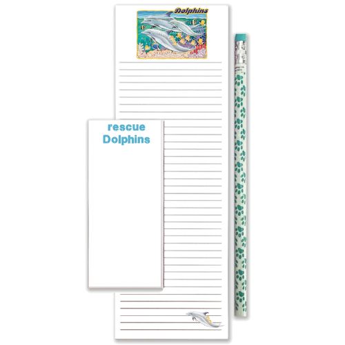 Dolphin To Do List Magnetic Shopping Pad Notepad & Pencil Gift Set