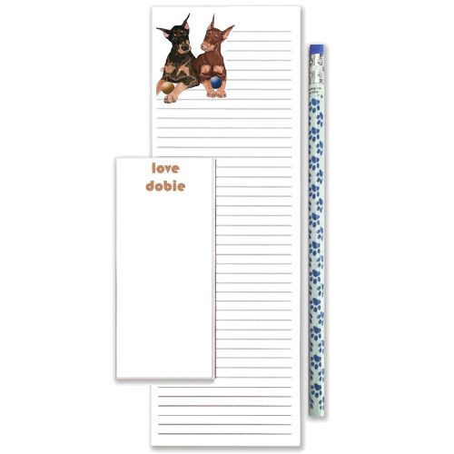 Doberman To Do List Magnetic Shopping Pad Notepad & Pencil Gift Set
