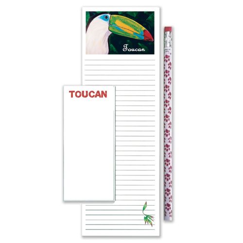 Parrot Toucan To Do List Magnetic Shopping Pad Notepad & Pencil Gift Set