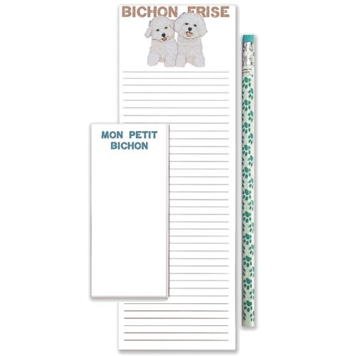Bichon Frise To Do List Magnetic Shopping Pad Notepad & Pencil Gift Set