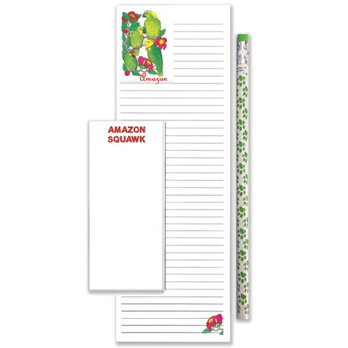 Parrot Amazon To Do List Magnetic Shopping Pad Notepad & Pencil Gift Set