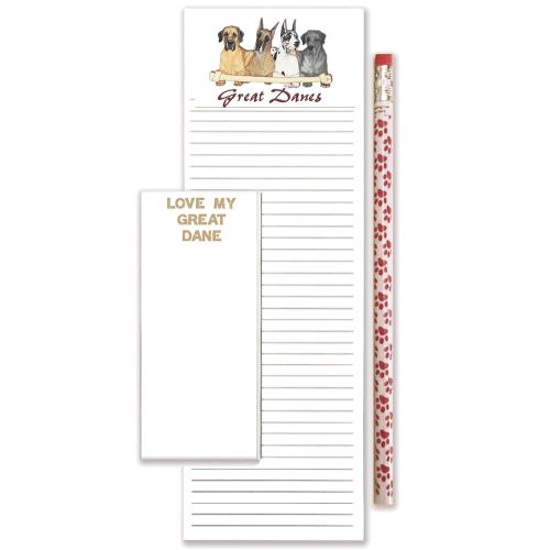 Great Dane To Do List Magnetic Shopping Pad Notepad & Pencil Gift Set