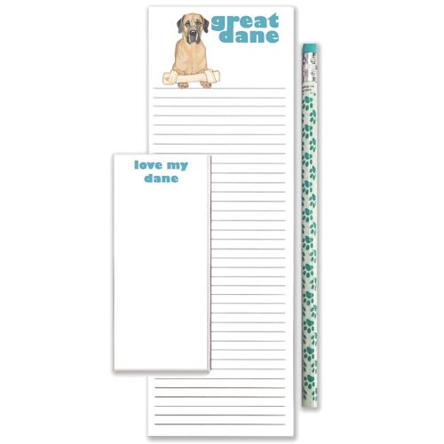 Great Dane Fawn To Do List Magnetic Shopping Pad Notepad & Pencil Gift Set