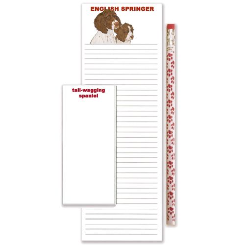 English Springer Spaniel To Do List Magnetic Shopping Pad Notepad & Pencil Gift Set