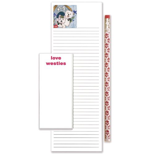West Highland Terrier Westie To Do List Magnetic Shopping Pad Notepad & Pencil Gift Set