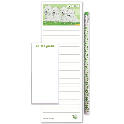 Westie To Do List Magnetic Shopping Pad Notepad & Pencil Gift Set