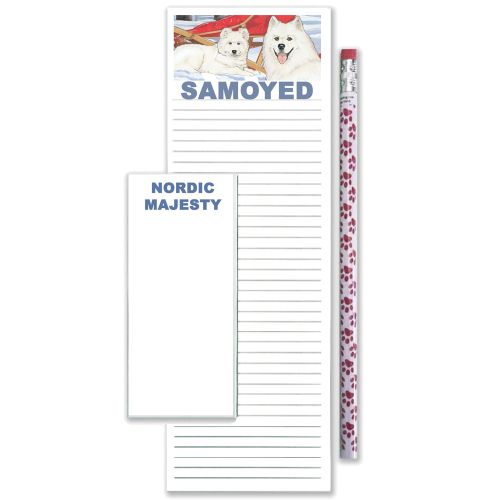 Samoyed To Do List Magnetic Shopping Pad Notepad & Pencil Gift Set