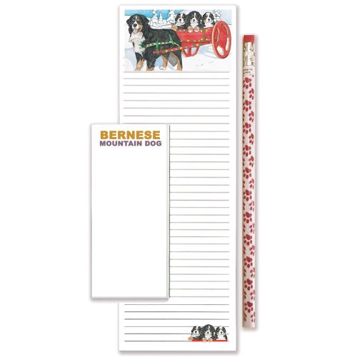 Bernese Mountain Dog To Do List Magnetic Shopping Pad Notepad & Pencil Gift Set