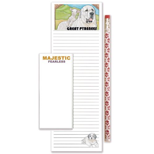 Great Pyrenees To Do List Magnetic Shopping Pad Notepad & Pencil Gift Set