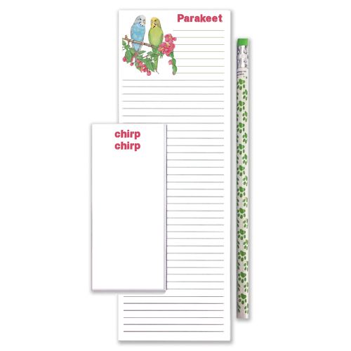 Parrot Parakeet Budgie To Do List Magnetic Shopping Pad Notepad & Pencil Gift Set