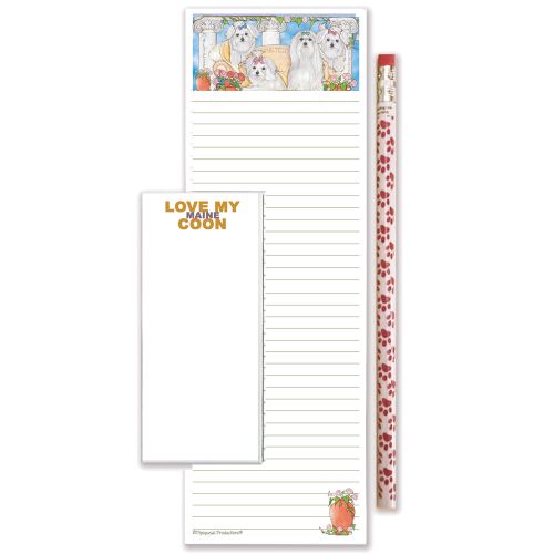 Maltese To Do List Magnetic Shopping Pad Notepad & Pencil Gift Set