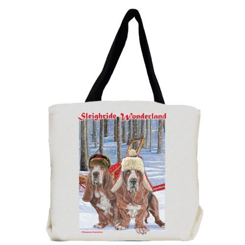 Basset Hound Holiday Trail Christmas Tote Bag