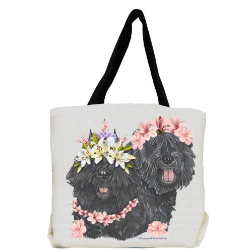Bouvier des Flandres Dog with Flowers Tote Bag