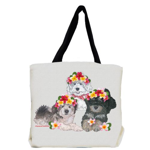 Havanese Dog with Flowers Tote Bag