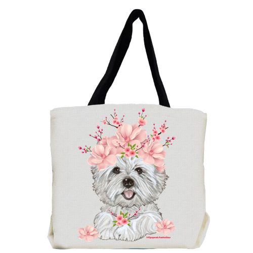 West Highland Terrier Westie Dog with Flowers Tote Bag