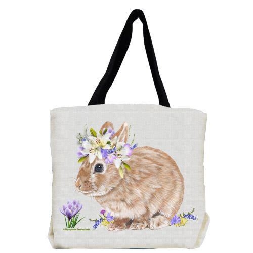 Bunny Dwarf Tan Rabbit with Flowers Tote Bag