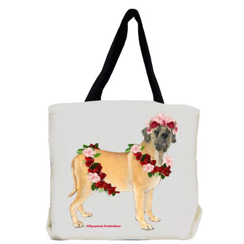Mastiff with Flowers Tote Bag