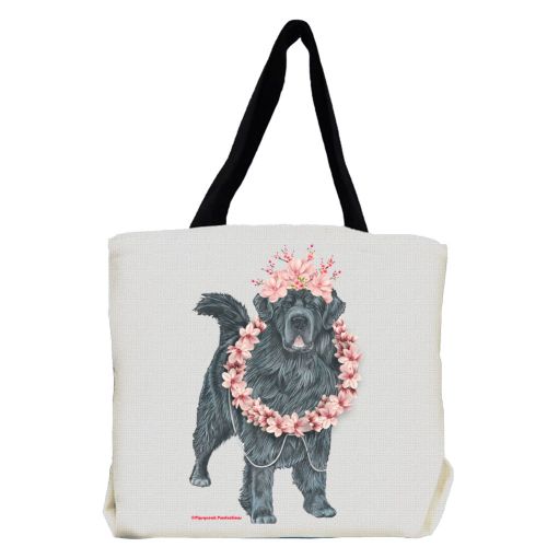 Newfoundland Newfie Dog with Flowers Tote Bag
