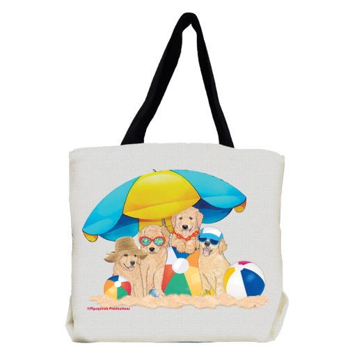 Golden Retriever Dog Beach Pawty Tote Bag