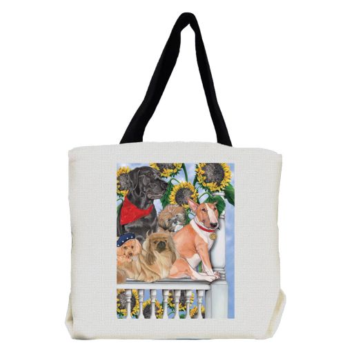Dogs Under the Tuscan Sunflowers Tote Bag, Dog Gift