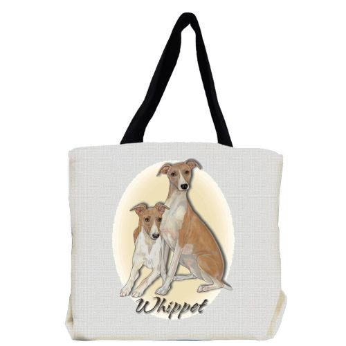 AD-WH1BLB Whippet Dogs Large Black Shopping Bag Christmas Present Idea 