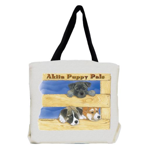 Akita Pups Tote Bag, Akita Gift