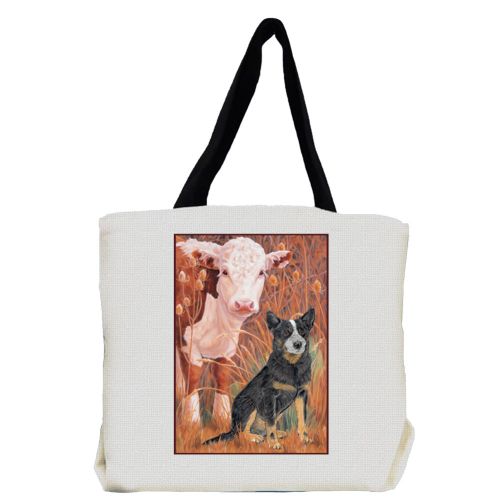Australian Cattle Dog with Cow Tote Bag, Cattle Dog Gift