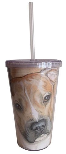 Pit Bull Tumbler with Straw, Double Wall, 16 Ounces Acrylic Tumbler, BPA-Free