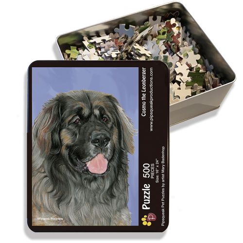 Leonberger Jigsaw Puzzle, 500-piece with reusable Tin, from painting by Mary Badenhop, Art Puzzle, Cute Gifts for Dog Lovers