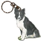 Border Collie Dog Keychain Wooden