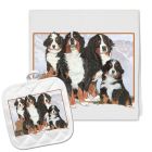Bernese Mountain Dog Kitchen Dish Towel and Pot Holder Gift Set