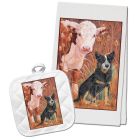 Australian Cattle Dog with Hereford Cow Kitchen Dish Towel and Pot Holder Gift Set