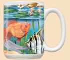 Goldfish and Angelfish Ceramic Coffee Mug Tea Cup 15 oz