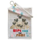 Pug Paw Wipe Towel 11" x 18" Grommet with Clip